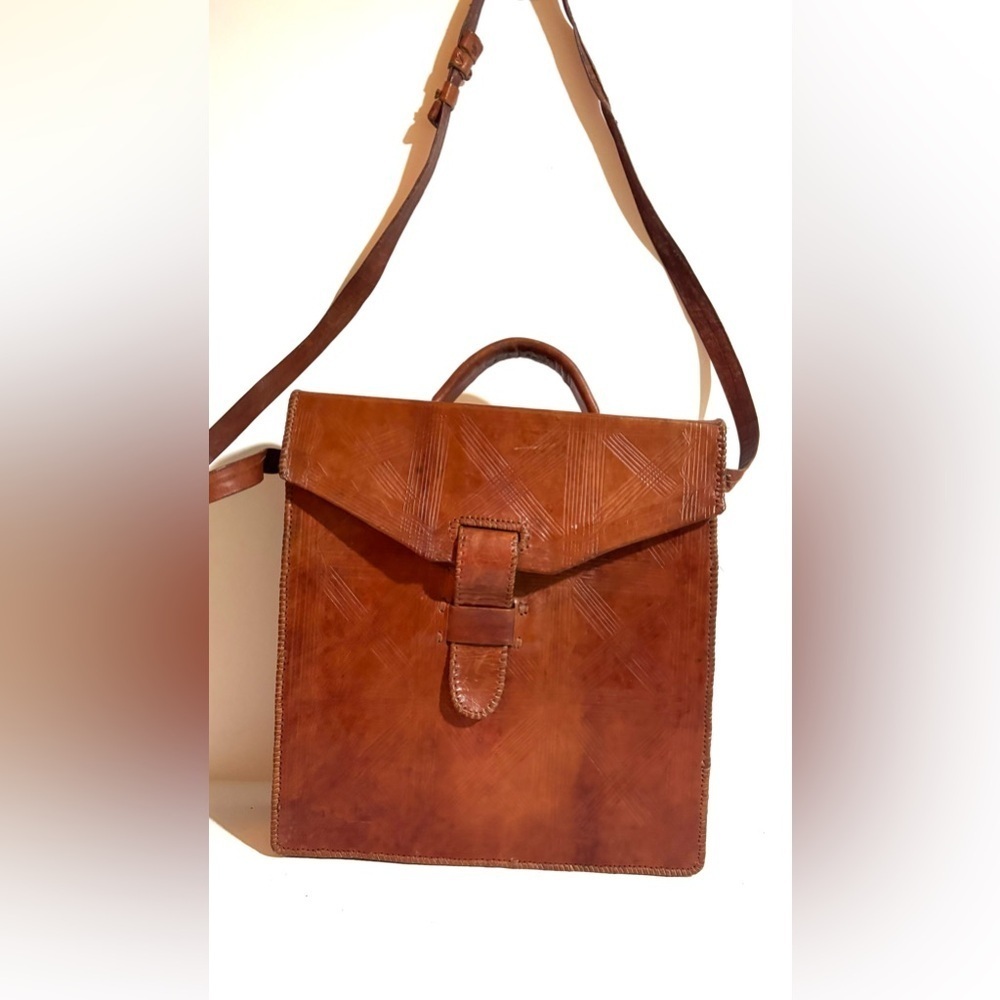 Handmade unisex Elegant Brown Leather Men's  crossbody Bag